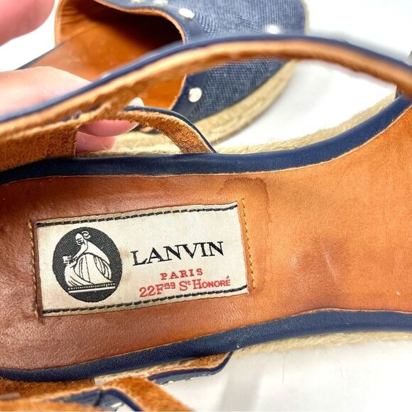 LANVIN Denim Espadrilles Mary Jane Sandals Size 37/7 - Picture 10 of 10